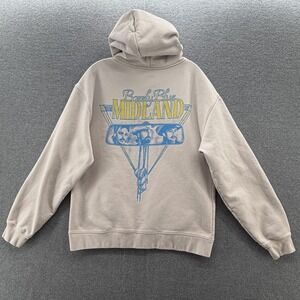Midland Hoodie Mens Medium Beige Barely Blue Country Music Merch Fleece Pullover